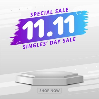 11 11 shopping day sale banner with brush and podium design