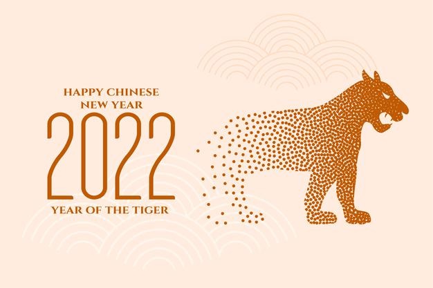 2022 chinese new year background with tiger made with dot particles