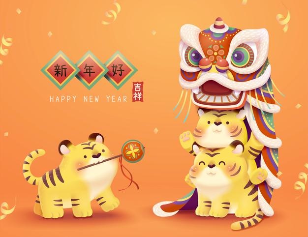 2022 cny lion dance illustration