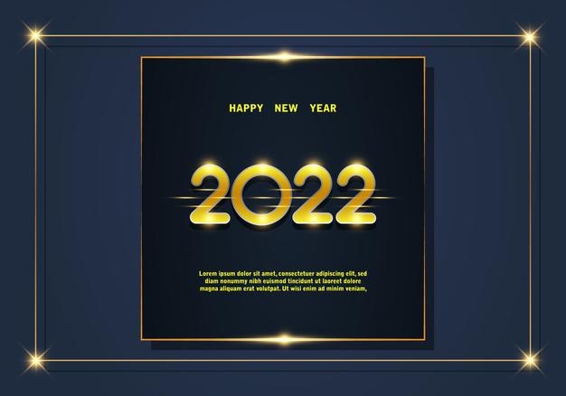 2022 happy new year blue gold backgroud