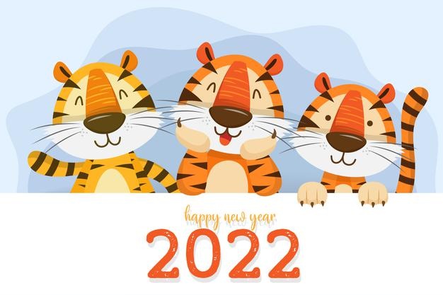 2022 tiger year typography design. element of tiger face animal mascot. tiger is traditional elements and chinese zodiac. oriental asian cultures. vector illustration cartoon design