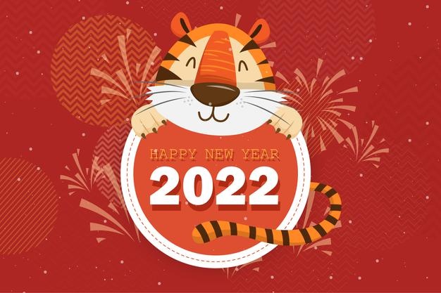 2022 tiger year typography design. element of tiger face animal mascot. tiger is traditional elements and chinese zodiac. oriental asian cultures. vector illustration cartoon design