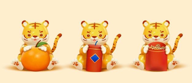 2022 year of the tiger cute mascot