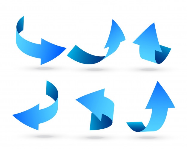 3d blue arrows set in different angles