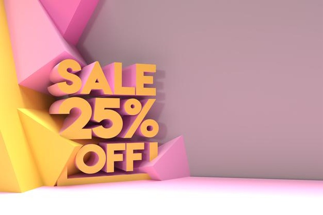 3d render abstract 25% sale off discount banner 3d illustration design.