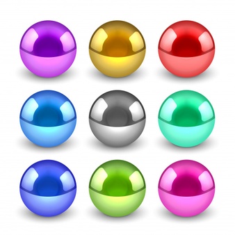 3d shiny metallic balls set
