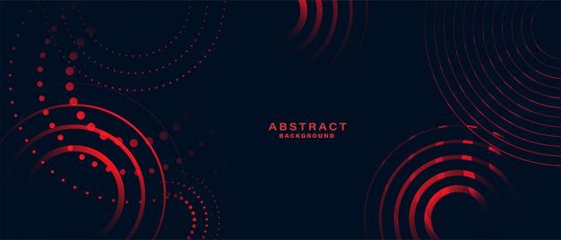 Abstract black background with red circle lines