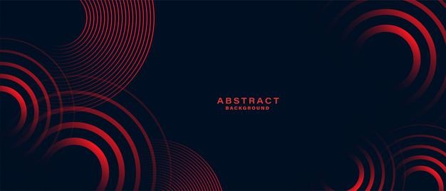 Abstract black background with red circle rings