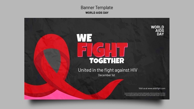 Aids day awareness horizontal banner template