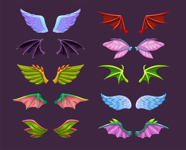 Angel devil dragon bat butterfly wing icons