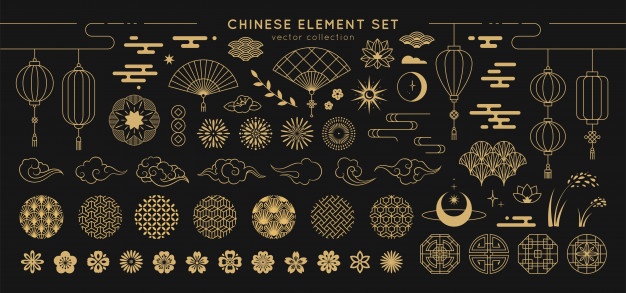 Asian design element set.