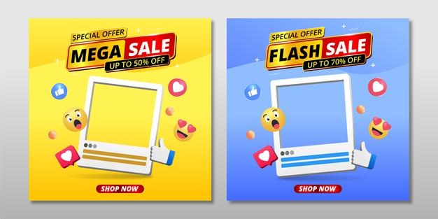 Banner big sale template with frame show product