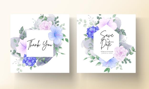 Beautiful flower and leaves wedding invitation