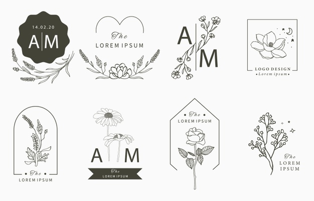 Beauty occult logo collection with geometric,magnolia,lavender,moon,star,flower.