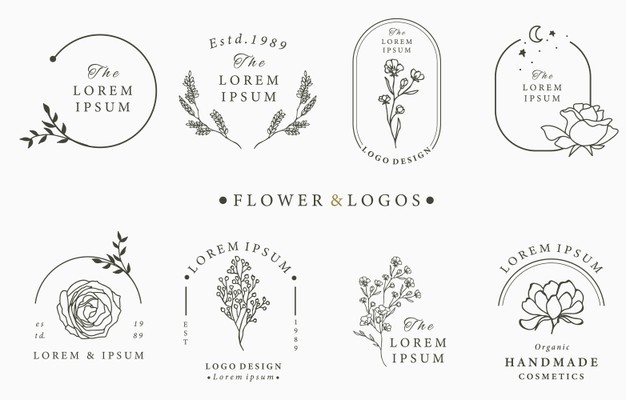 Beauty occult logo collection with geometric,rose,moon,star,flower.