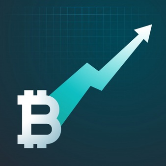 Bitcoin design with rising arrow