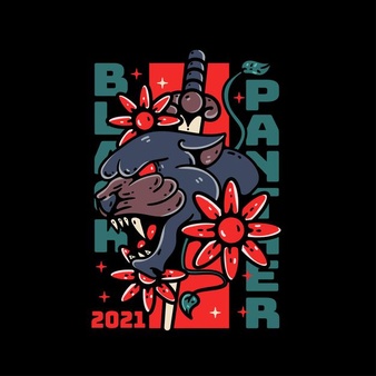 Black panther illustration tshirt tattoo