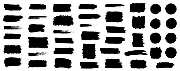 Black set paint, ink brush, brush strokes, brushes, lines, frames, box, grungy. grungy brushes collection. brush stroke paint boxes on white background
