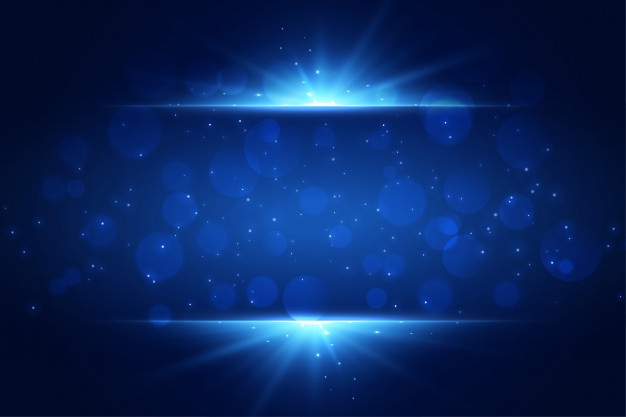 Blue light sparkles background with copyspace