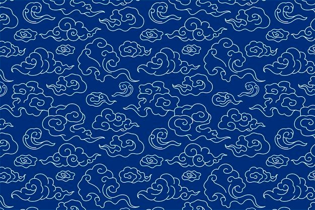 Chinese blue background, cloud pattern illustration vector