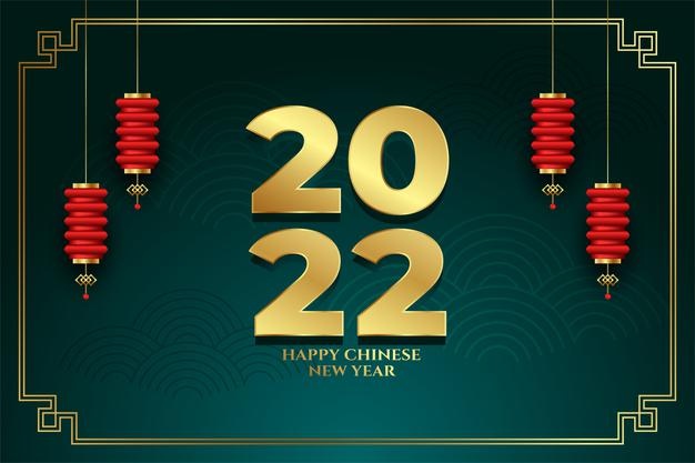 Chinese new year 2022 traditional greeting with lantern decoration