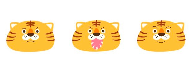Chinese new year. year of the tiger. a set of cute tigers. vector illustration