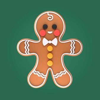 christmas 3d gingerbread man cookie illustration