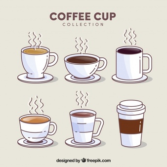 Coffee cup set of six with steam
