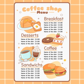 Coffee shop menu template