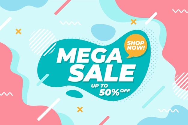 Colourful sales background with mega sale