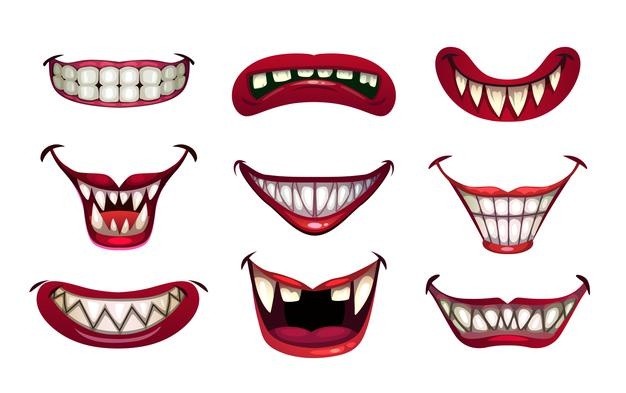 Creepy clown mouths set