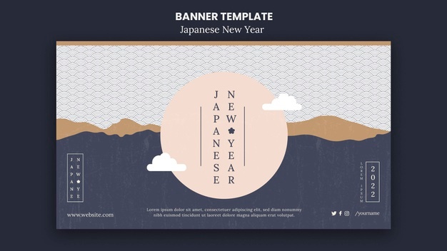 Cultural japanese new year banner template