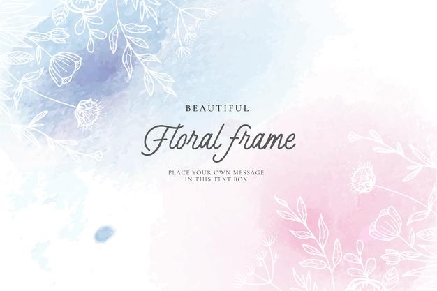 Cute floral frame with watercolor background