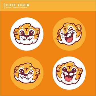 Cute tiger mascot logo design collection