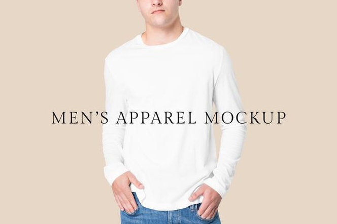 Editable t-shirt psd mockup template long sleeve winter apparel shoot