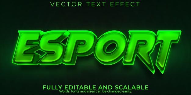 Editable text effect esport, 3d green and viper font style