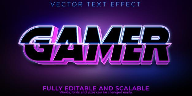Editable text effect gamer, 3d esport and neon font style