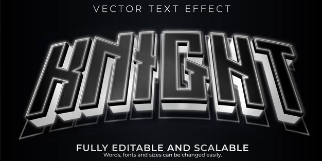 Editable text effect knight, 3d armor and warrior font style
