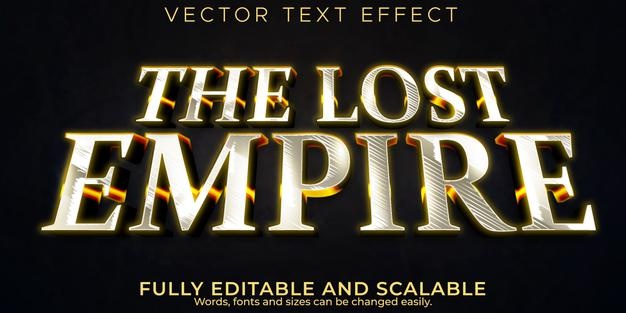 Empire text effect, editable metallic and shiny text style