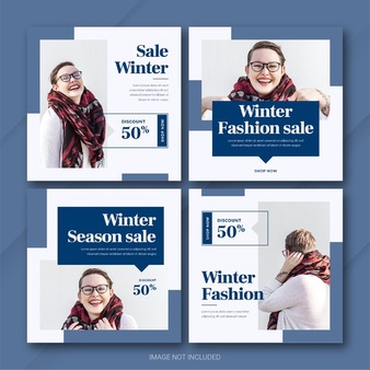 Fashion winter sale instagram post bundle template 
