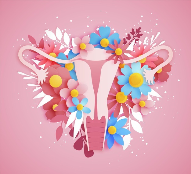 Female reproductive system with flowers