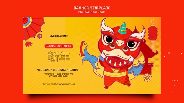 Festive chinese new year banner template