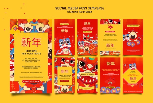 Festive chinese new year social media stories collection