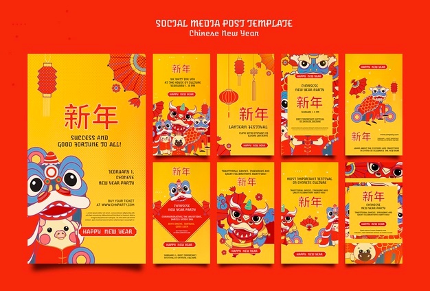 Festive chinese new year social media stories collection