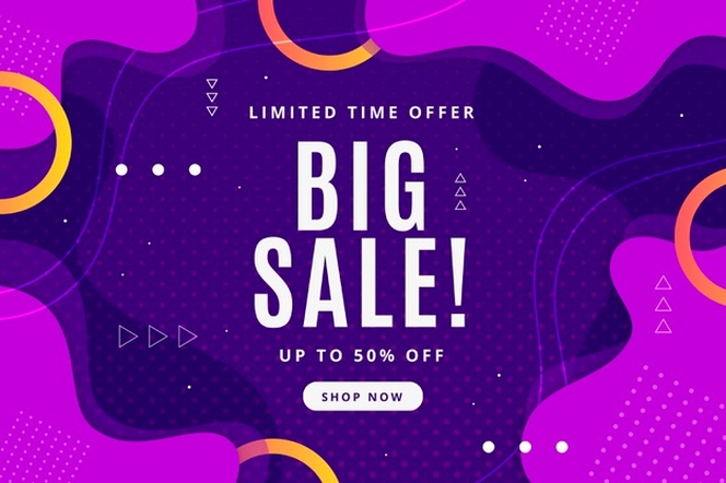 Flat abstract horizontal sale banner template