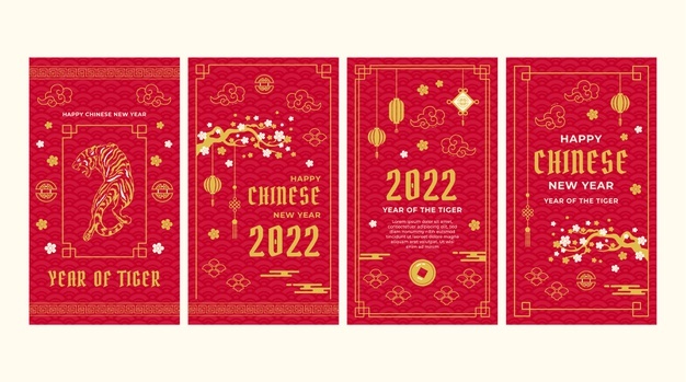 Flat chinese new year instagram stories collection