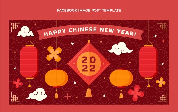 Flat chinese new year social media post template