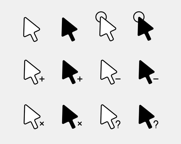 Flat cursor icons collection symbols