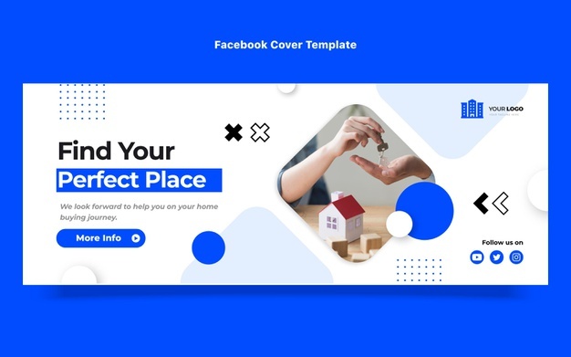 Flat design abstract geometric real estate facebook post