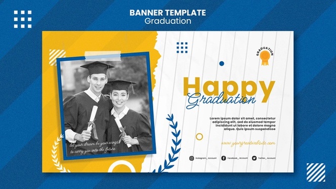Flat design graduation banner template